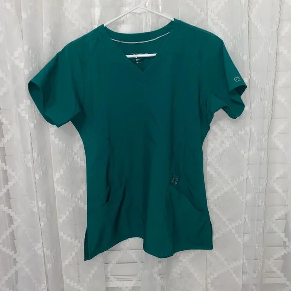 NWOT Hunter Green Scrub Top - Picture 1 of 3